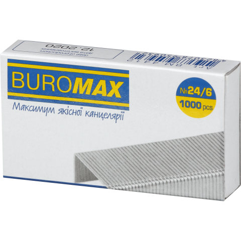 Скоби №24/6, ЛЮКС, 1000шт., BM.4412 BUROMAX